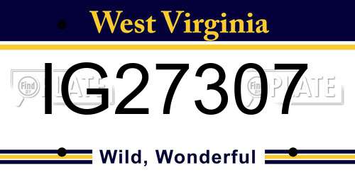 IG27307 West Virginia License Plate