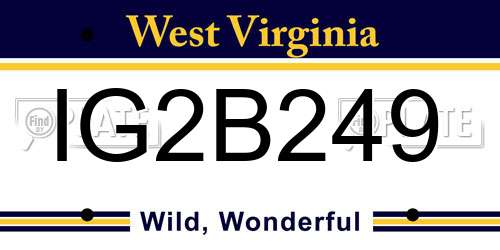 IG2B249 West Virginia License Plate