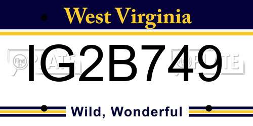 IG2B749 West Virginia License Plate