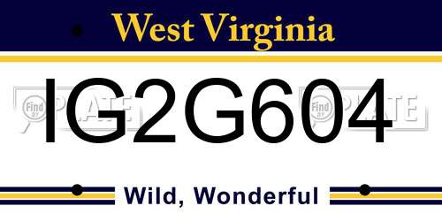 IG2G604 West Virginia License Plate