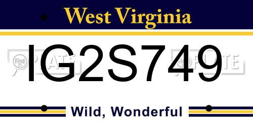 IG2S749 West Virginia License Plate