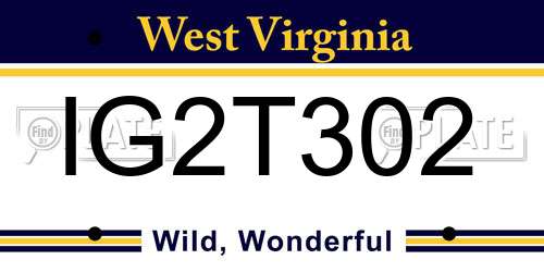 IG2T302 West Virginia License Plate