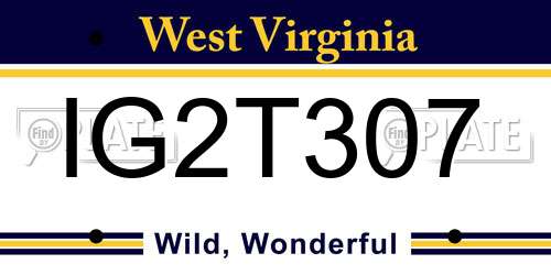 IG2T307 West Virginia License Plate