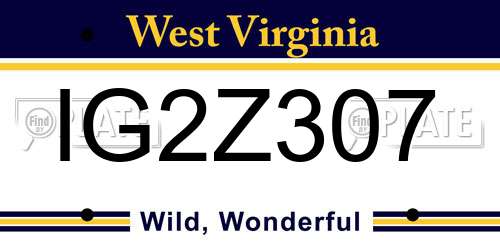 IG2Z307 West Virginia License Plate