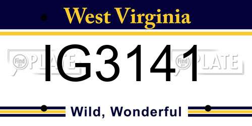 IG3141 West Virginia License Plate
