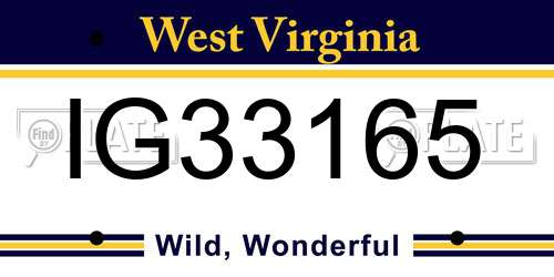 IG33165 West Virginia License Plate