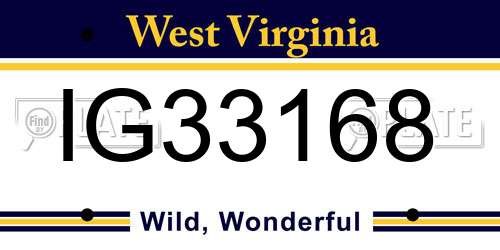 IG33168 West Virginia License Plate