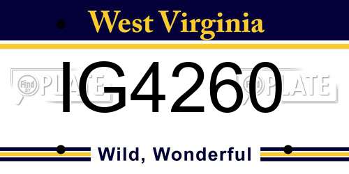 IG4260 West Virginia License Plate