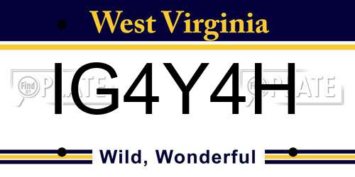 IG4Y4H West Virginia License Plate
