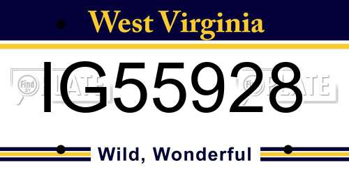 IG55928 West Virginia License Plate