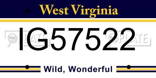 IG57522 West Virginia License Plate