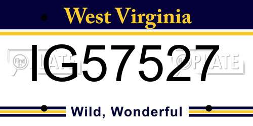 IG57527 West Virginia License Plate