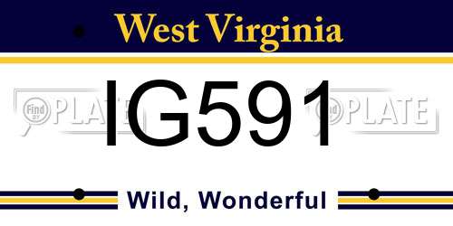 IG591 West Virginia License Plate