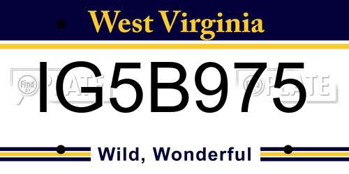 IG5B975 West Virginia License Plate