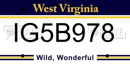 IG5B978 West Virginia License Plate