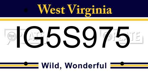 IG5S975 West Virginia License Plate
