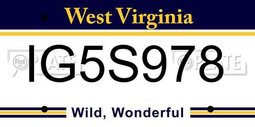 IG5S978 West Virginia License Plate