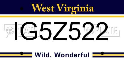 IG5Z522 West Virginia License Plate