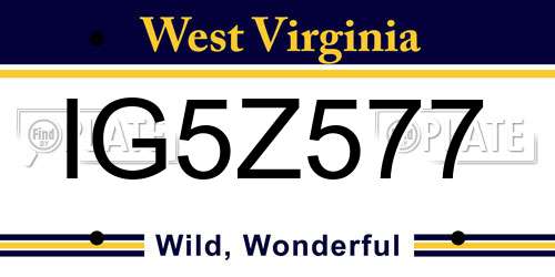IG5Z577 West Virginia License Plate