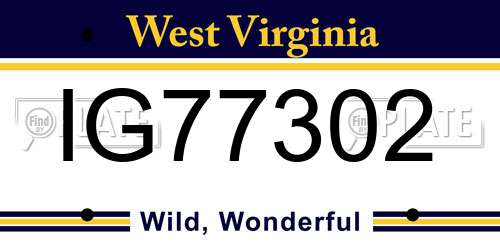 IG77302 West Virginia License Plate
