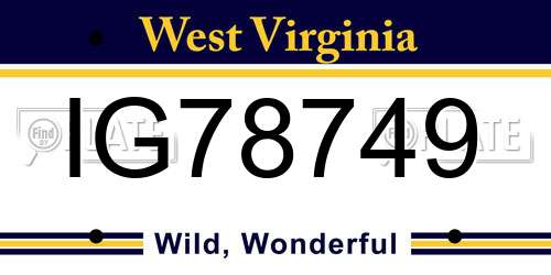 IG78749 West Virginia License Plate