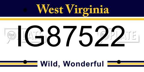 IG87522 West Virginia License Plate