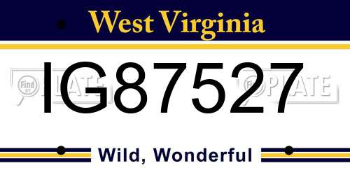 IG87527 West Virginia License Plate
