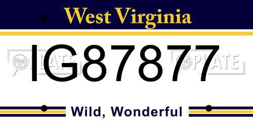 IG87877 West Virginia License Plate