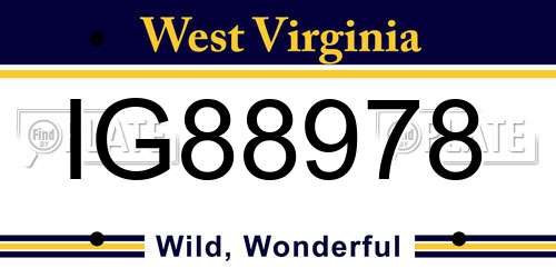 IG88978 West Virginia License Plate