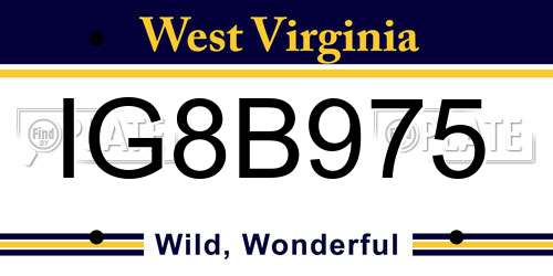 IG8B975 West Virginia License Plate