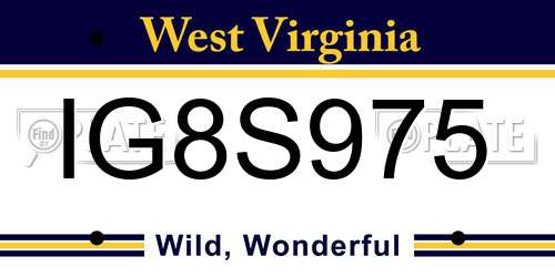 IG8S975 West Virginia License Plate