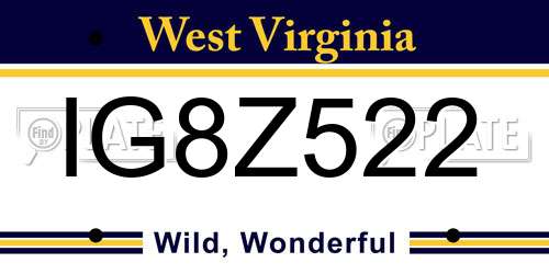 IG8Z522 West Virginia License Plate