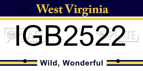 IGB2522 West Virginia License Plate