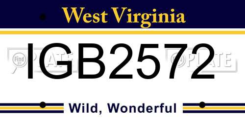 IGB2572 West Virginia License Plate
