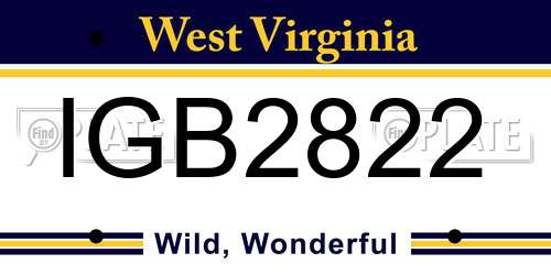 IGB2822 West Virginia License Plate