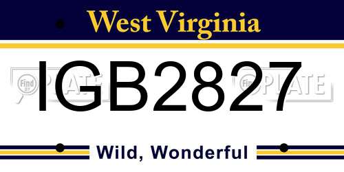 IGB2827 West Virginia License Plate