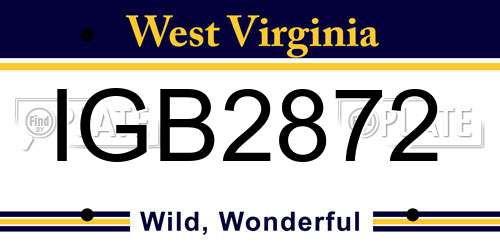 IGB2872 West Virginia License Plate