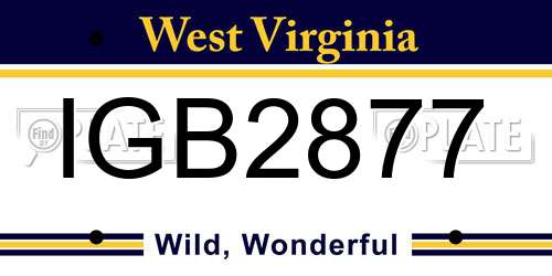 IGB2877 West Virginia License Plate