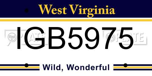IGB5975 West Virginia License Plate