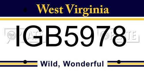 IGB5978 West Virginia License Plate