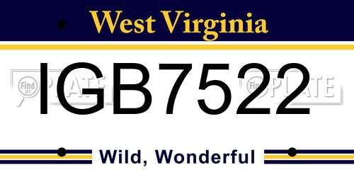 IGB7522 West Virginia License Plate