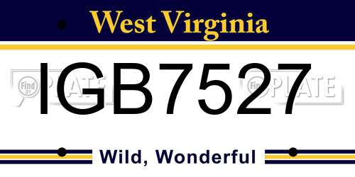 IGB7527 West Virginia License Plate