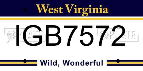 IGB7572 West Virginia License Plate