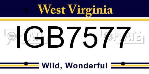 IGB7577 West Virginia License Plate