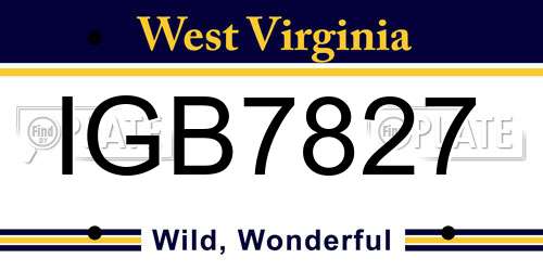 IGB7827 West Virginia License Plate