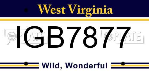 IGB7877 West Virginia License Plate