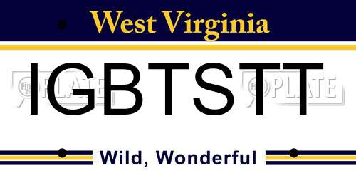 IGBTSTT West Virginia License Plate