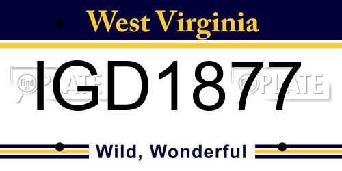 IGD1877 West Virginia License Plate