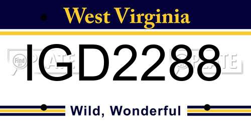 IGD2288 West Virginia License Plate
