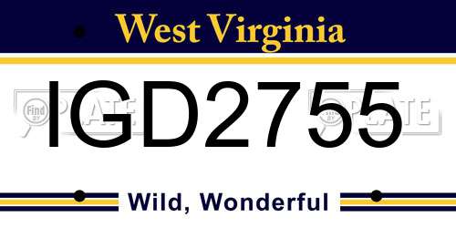 IGD2755 West Virginia License Plate
